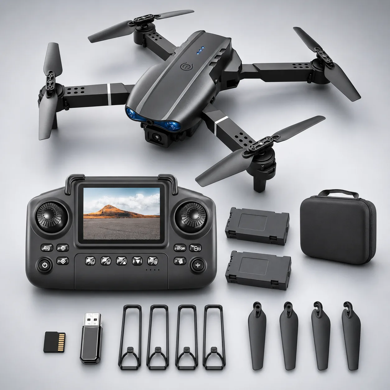 Drone Plegable E99 Pro con Cámara 1080P, Pantalla en Control y 2 Baterías - 4