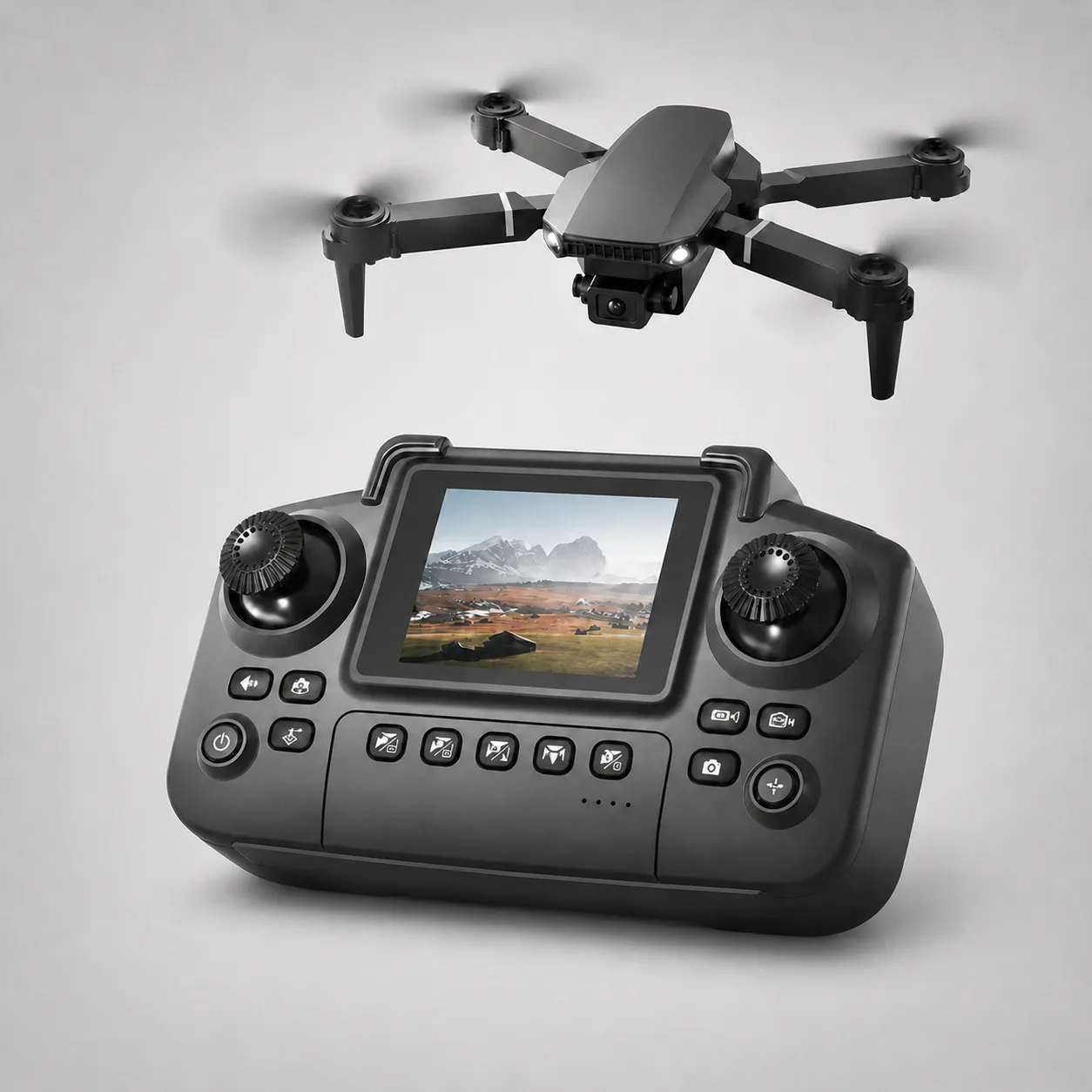Drone Plegable E99 Pro con Cámara 1080P, Pantalla en Control y 2 Baterías